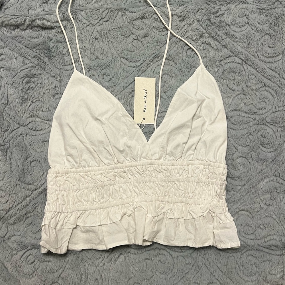 Sim & Sam White Ruffled Top